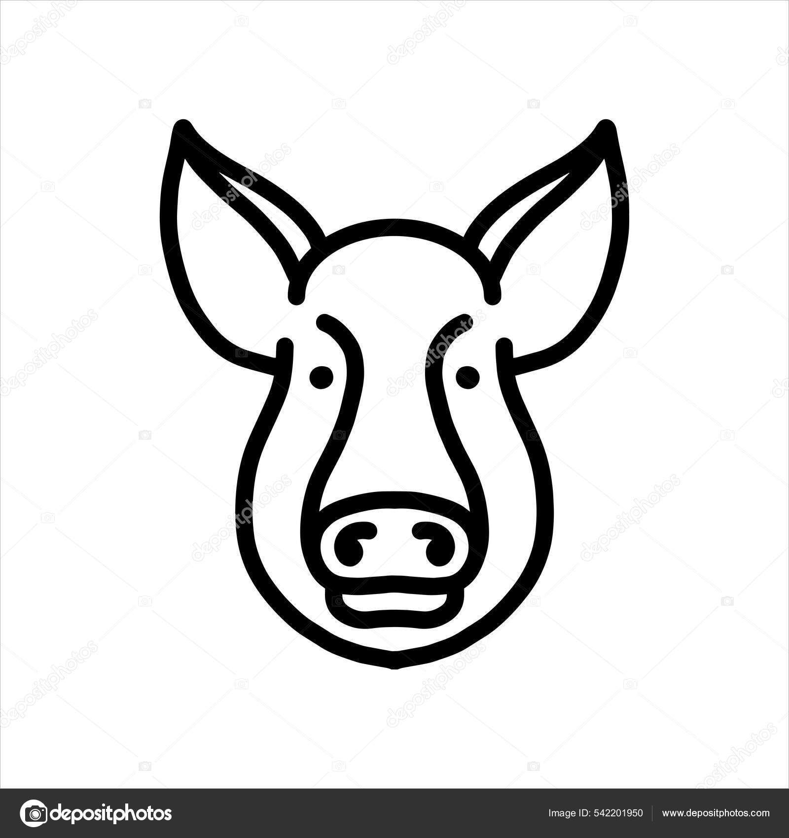 Pig Vector Line Icon Animal Head Vector Line Art Isolated Stock Vector  Image by ©freeject #542201950
