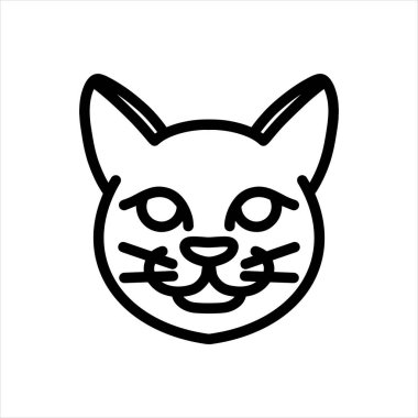Kedi vektör çizgisi simgesi, hayvan kafası vektör çizgisi sanatı, logo tasarımı için izole edilmiş hayvan çizimi