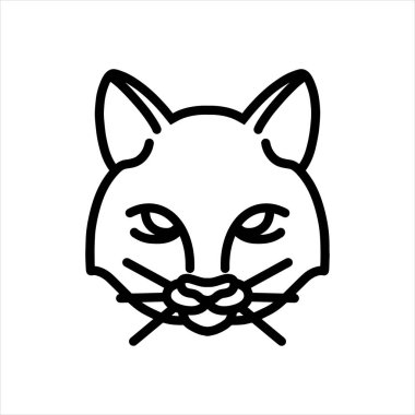 Kedi vektör çizgisi simgesi, hayvan kafası vektör çizgisi sanatı, logo tasarımı için izole edilmiş hayvan çizimi
