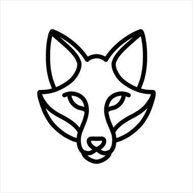 Tilki vektör çizgisi simgesi, hayvan kafası vektör çizgisi sanatı, logo tasarımı için izole edilmiş hayvan çizimi.