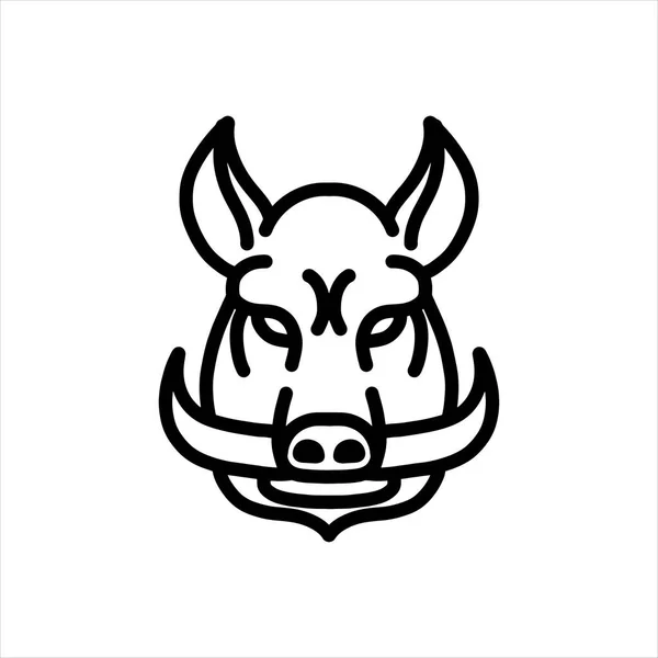 Wild Boar Wild Pig Vector Line Icon Animal Head Vector — Stock Vector