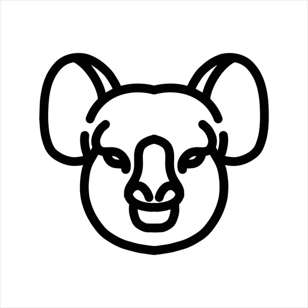 Ícone Linha Vetorial Koala Arte Linha Vetorial Cabeça Animal Ilustração —  Vetores de Stock
