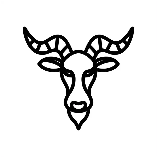 安哥拉山羊矢量线图标 动物头颅矢量线艺术 独立的动物图解 用于标识设计 — 图库矢量图片