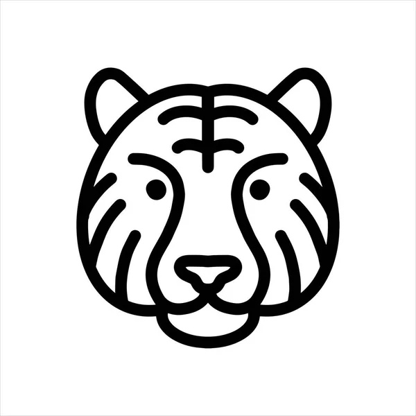 老虎矢量线图标 动物头部矢量线艺术 独立的动物图解 用于标识设计 — 图库矢量图片
