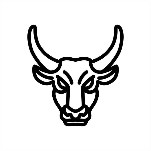 Icono Línea Vectorial Bull Arte Línea Vectorial Cabeza Animal Ilustración — Archivo Imágenes Vectoriales