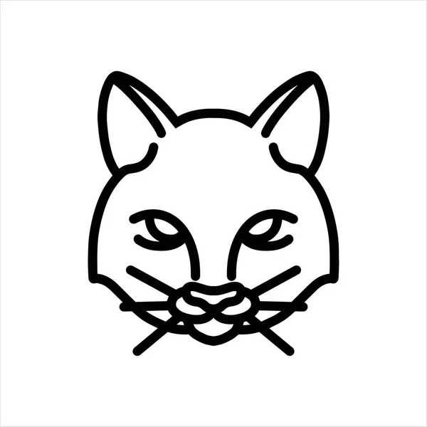 Icono Línea Vectorial Gato Arte Línea Vectorial Cabeza Animal Ilustración — Vector de stock