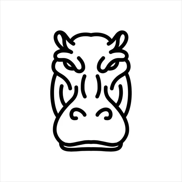 Ícone Linha Vetorial Hipopótamo Arte Linha Vetorial Cabeça Animal Ilustração — Vetor de Stock