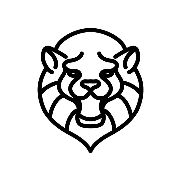 狮子矢量线图标 动物头部矢量线艺术 用于标识设计的孤立动物图解 — 图库矢量图片