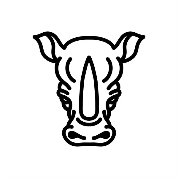 Icono Línea Vectorial Rhino Arte Línea Vectorial Cabeza Animal Ilustración — Archivo Imágenes Vectoriales