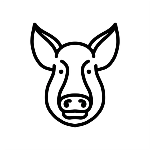 Pig Vector Line Icon Animal Head Vector Line Art Isolated — Stock Vector