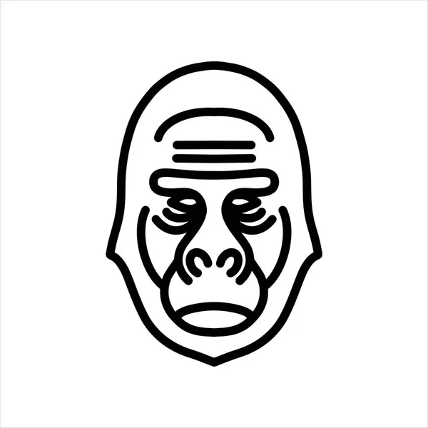 Gorilla Vector Lijn Icoon Dier Hoofd Vector Lijn Kunst Geïsoleerde — Stockvector