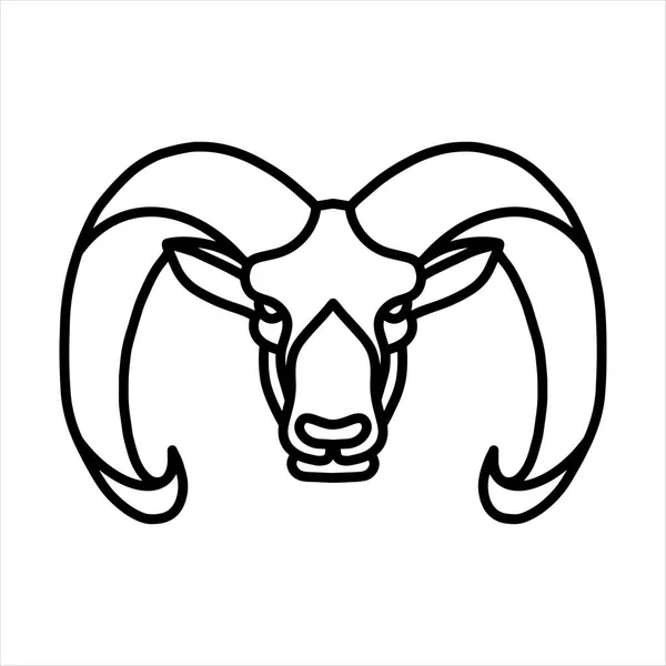 Goat Vector Line Icon Animal Head Vector Line Art Isolated — Stock Vector