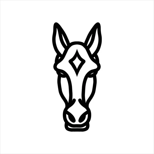 Linha Vetor Cavalo Ícone Animal Arte Linha Vetorial Cabeça Animal — Vetor de Stock