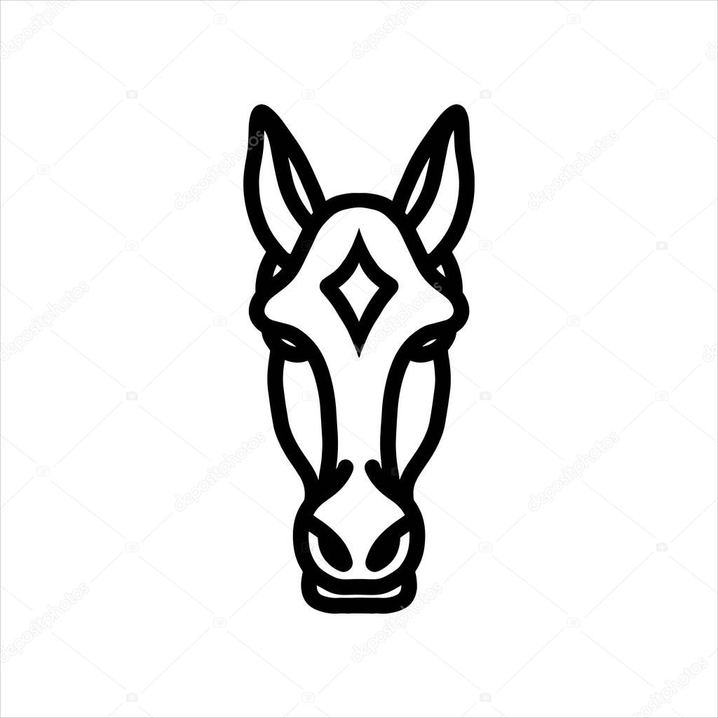 Horse vector line, Animal icon, vector line art, animal head, animal illustration, nature icons, icon for desain logo