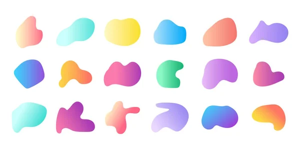 Değişken renklerdeki soyut elementler. Sıvı veya sıvı çizimler için organik şekil koleksiyonu. tasarım ögeleri için vektör grafikleri kümesi.