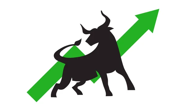 Silhouette Bull Increased Chart Bullish Growth Trend Stock Market Illustration — Stock Vector