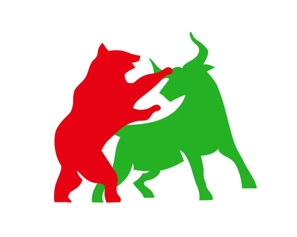 Silhouette Toro Orso Illustrazioni Sentimento Mercato Che Simboleggia Crescita Crollo — Vettoriale Stock