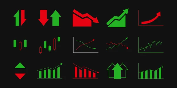 Sada Různých Grafů Akciového Trhu Sbírka Pro Informace Vizualizaci Dat — Stockový vektor
