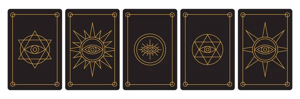 Jeu Cartes Tarot Illustré Couleur Sombre Illustration Objets Occultes Magiques — Image vectorielle