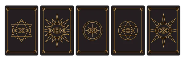 Conjunto Cartas Del Tarot Ilustradas Color Oscuro Ilustración Objetos Ocultos — Archivo Imágenes Vectoriales