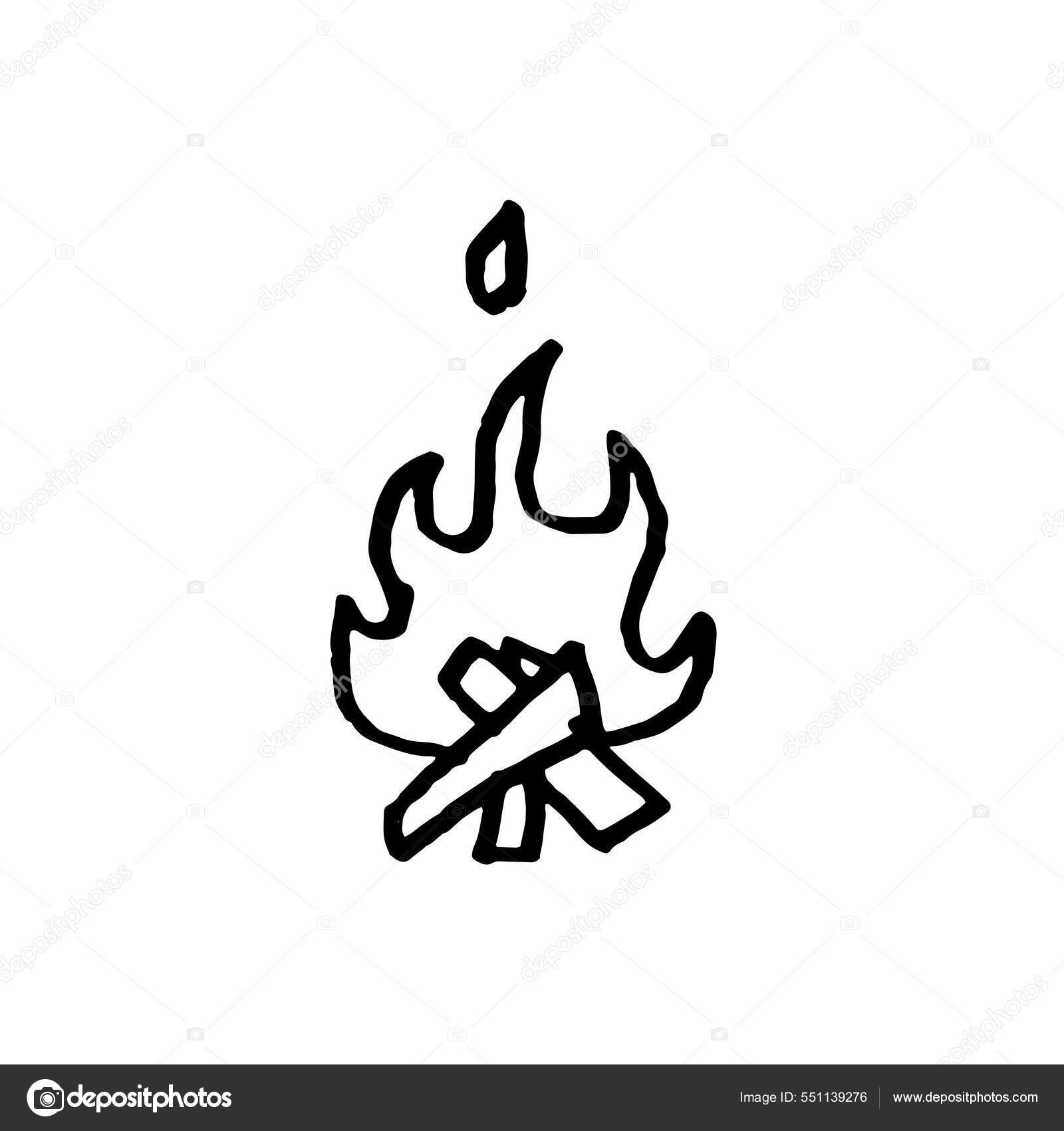 desenho de contorno elemento de vetor de fogo ícone de chama