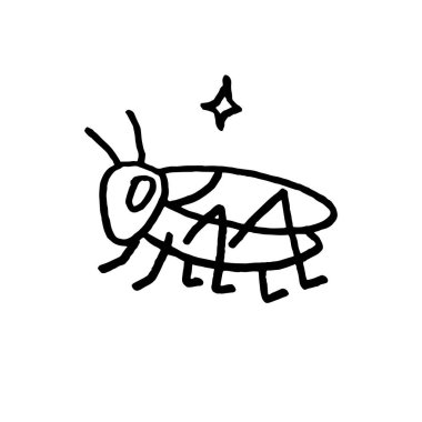 Cırcır böcekleri karalama tarzında ikon. Şirin ve minimalist boho çizim tasarımı