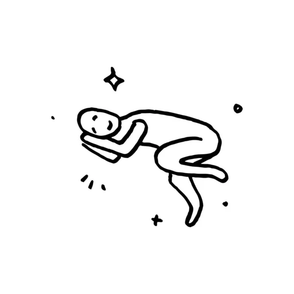 People Sleeping Icon Doodle Style Cute Minimalist Boho Illustration Design — Stock Vector