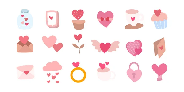 Valentine Ikone Mit Niedlichem Design Romantische Illustrationen Von Hand Rosa — Stockvektor
