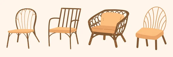 Möbel Boho Design Stil Böhmische Illustration Für Gestaltungselemente Antike Stühle — Stockvektor