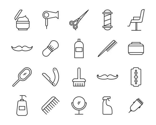 Conjunto Iconos Vectores Equipos Barbería Ilustración Simple Herramientas Moda — Archivo Imágenes Vectoriales