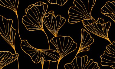 Altın izinli ve çiçekli bir geçmişi var. Sanat deco tarzında lüks çiçek. Klas altın doğal desenli tasarım çizimi.