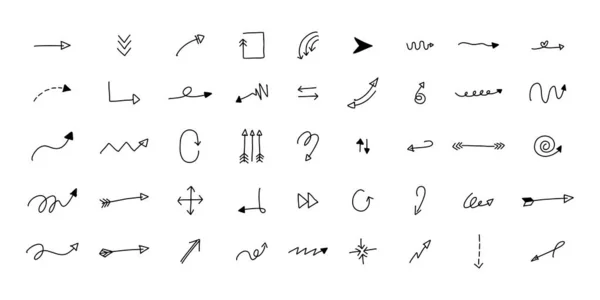 手工绘制的箭头图集 设计元素的各种可爱箭头 — 图库矢量图片