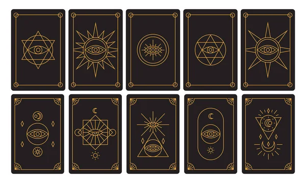 Tarot kartı çizimi seti. Kara büyü oyununun sembolü