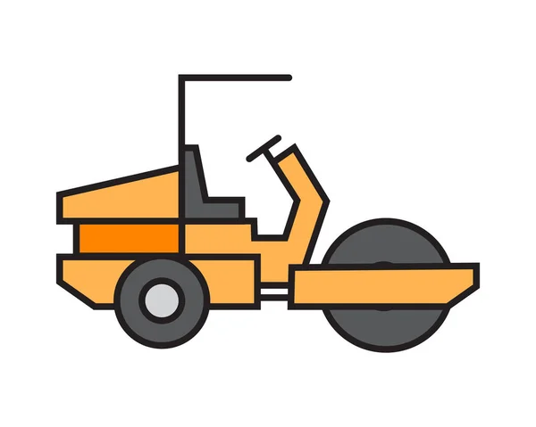 Dessin Illustration Vectoriel Rouleau Route Équipement Construction Jaune Machines Pour — Image vectorielle
