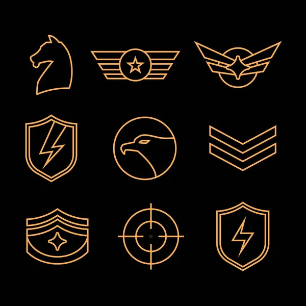 Conjunto Distintivos Exército Militar Bordado Militar Design Alfinetes Patches Exército — Vetor de Stock