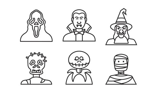 Set Pegatinas Halloween Lindo Ilustración Fantasma Mascota Dibujos Animados Diseño — Archivo Imágenes Vectoriales