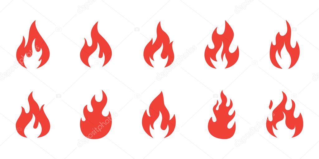 Set of fire flames illustration. simple fire vector icons design