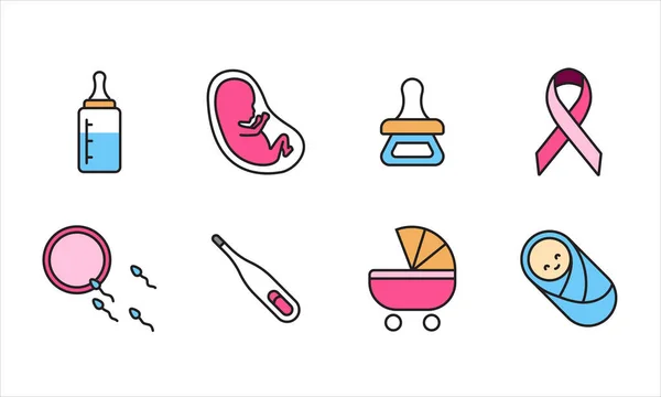 Συλλογή Από Εικόνες Εγκυμοσύνης Ένα Απλό Και Χαριτωμένο Στυλ Σετ — Διανυσματικό Αρχείο