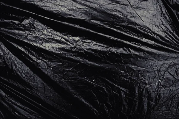 Átlátszó Műanyag Fóliacsomagolás Fekete Háttéren Realisztikus Műanyag Burkolat Textúra Fedés — Stock Fotó
