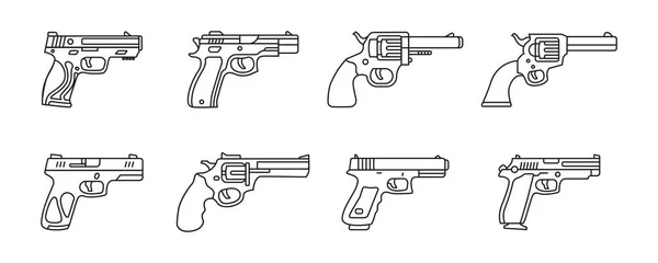 Uma Coleção Ilustrações Pistola Conjunto Arma Militar Design Vetorial — Vetor de Stock