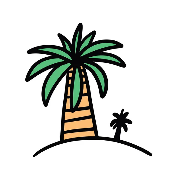 Coconut Palm Hand Drawn Simple Cute Illustrations Vector Design — Stock Vector