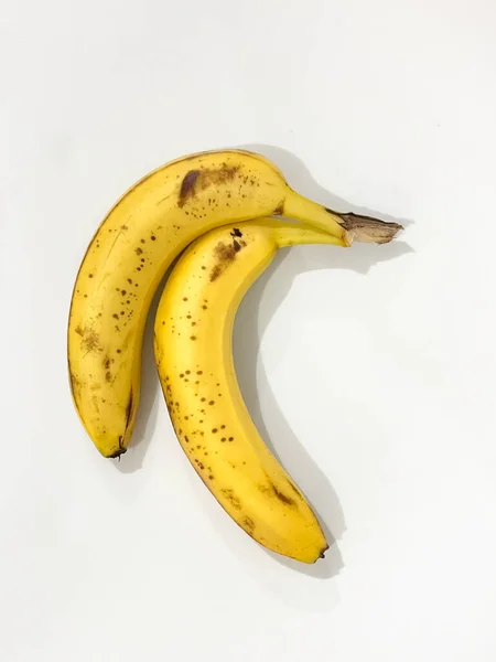 Banane Fond Blanc Banane Jaune Sucrée Avec Détail Pour Publicité — Photo