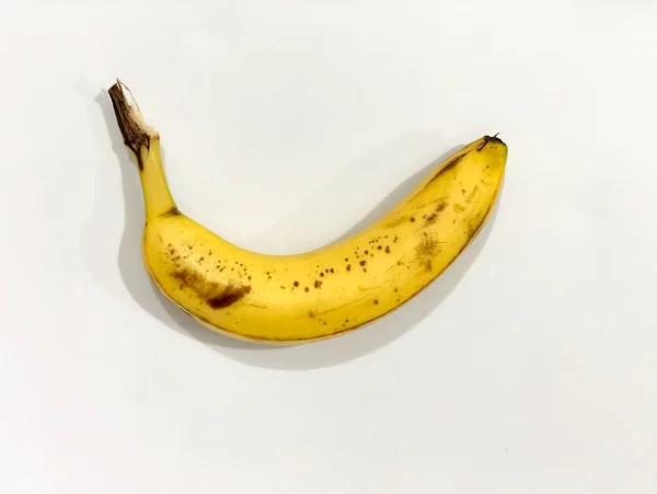 Банан Белом Фоне Сладкий Желтый Банан Деталями Рекламы Плаката — стоковое фото
