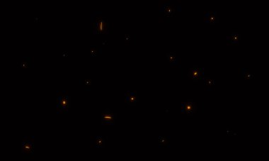 Turuncu kıvılcımlar kaplama dokusu arkaplanı için. Fotoğraf örtüleri ve dokular için soyut ateş tanecikleri