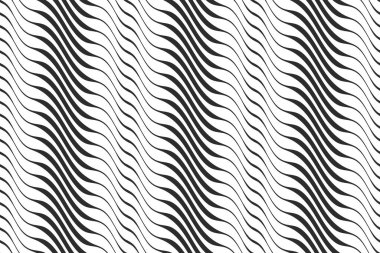 Dalgalarla kusursuz bir zemin. Siyah eğri çizgiler. Dalgalı resimleme.