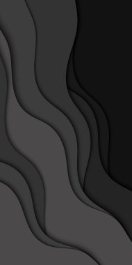 Kara dalgalar. Kağıt kesiği şablon vektör arkaplanı. Soyut eğri çizgiler.