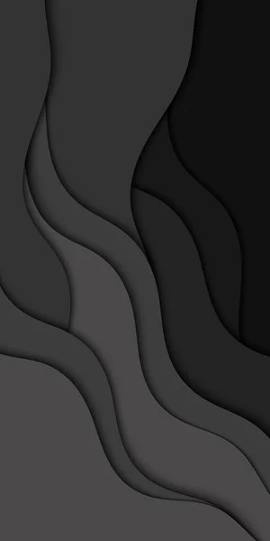 Des Vagues Noires Modèle Coupe Papier Fond Vectoriel Lignes Courbes — Image vectorielle