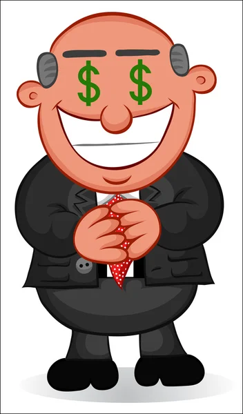 Bossis codicioso con dinero ojos — Vector de stock