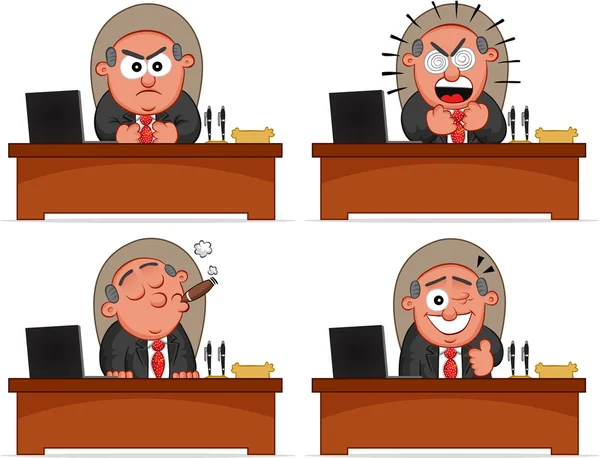 Boss is Sitting Behind His Desk — Stock Vector