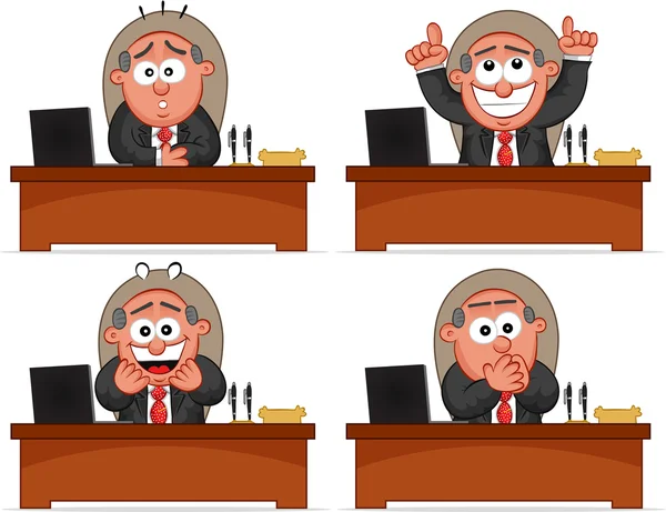 Boss is Sitting Behind His Desk — Stock Vector